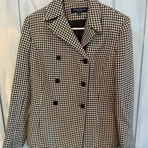 Rena Rowan Black and White Houndstooth Double Breasted Blazer